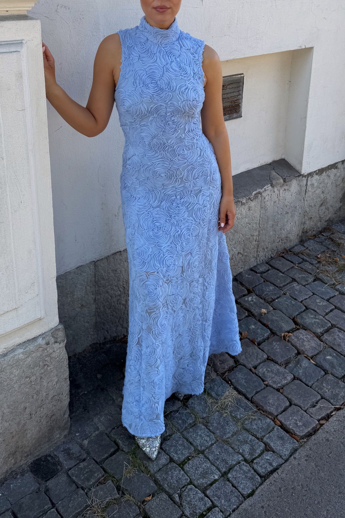 Rotate Flower Mesh Maxi Dress
