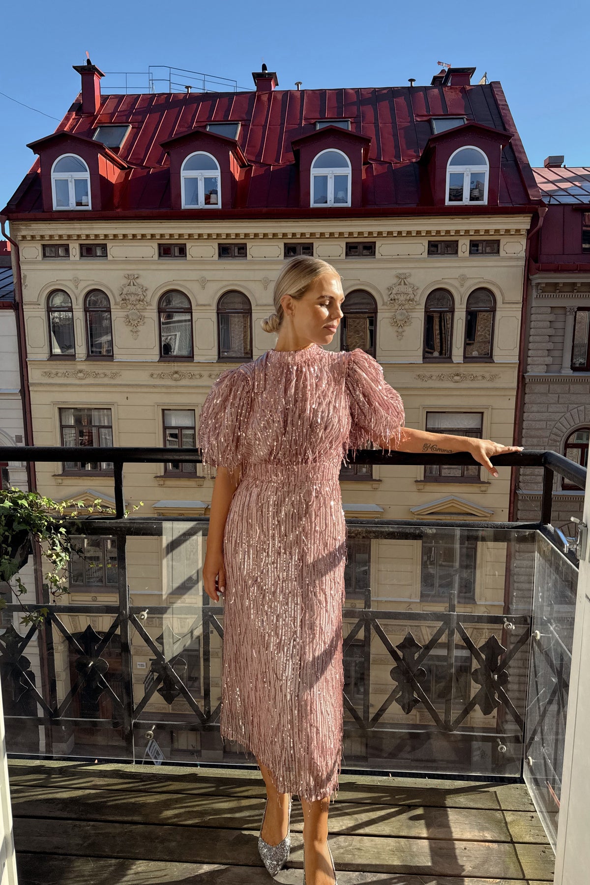 Rotate Pink Fringe Dress