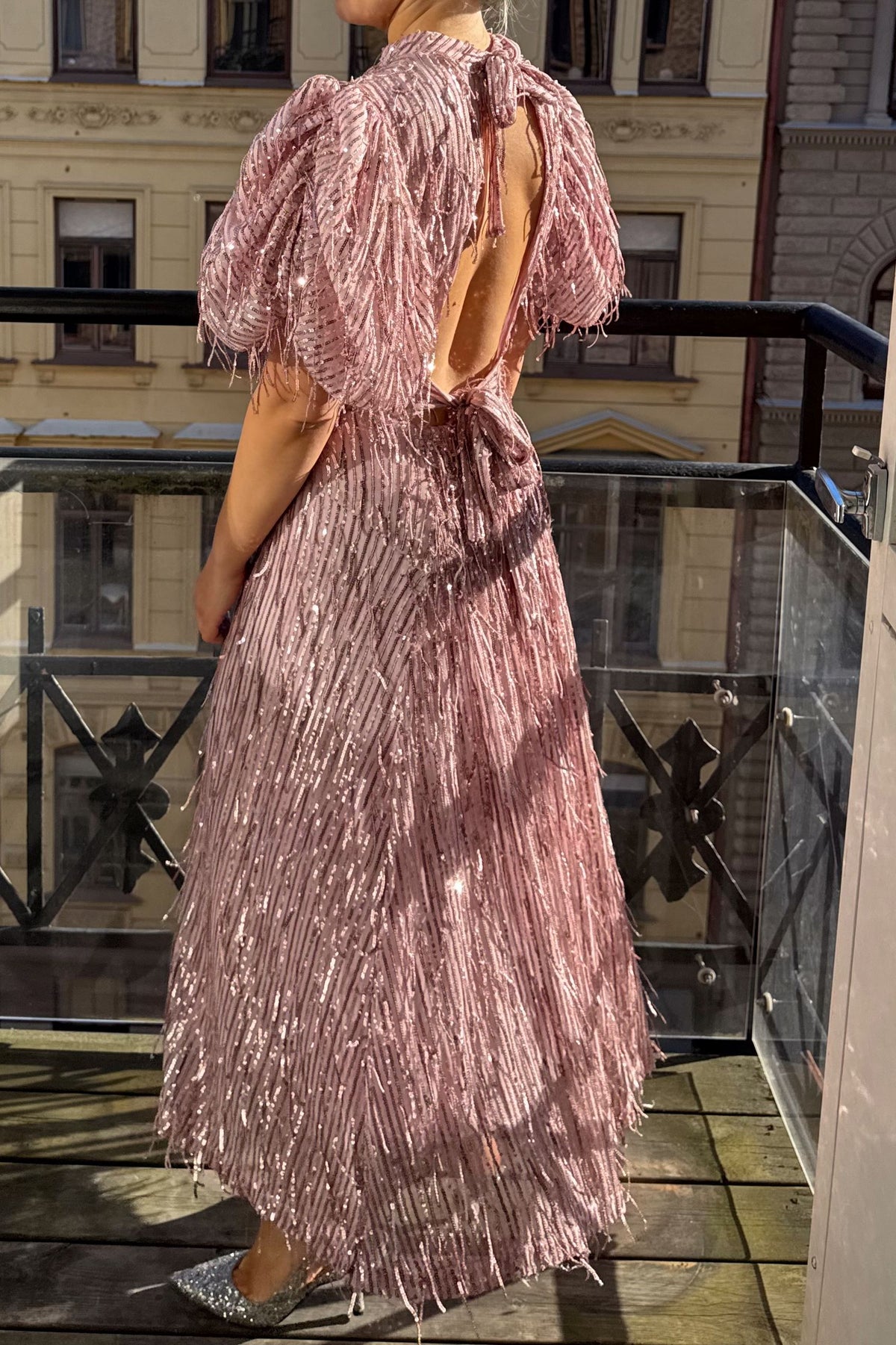 Rotate Pink Fringe Dress
