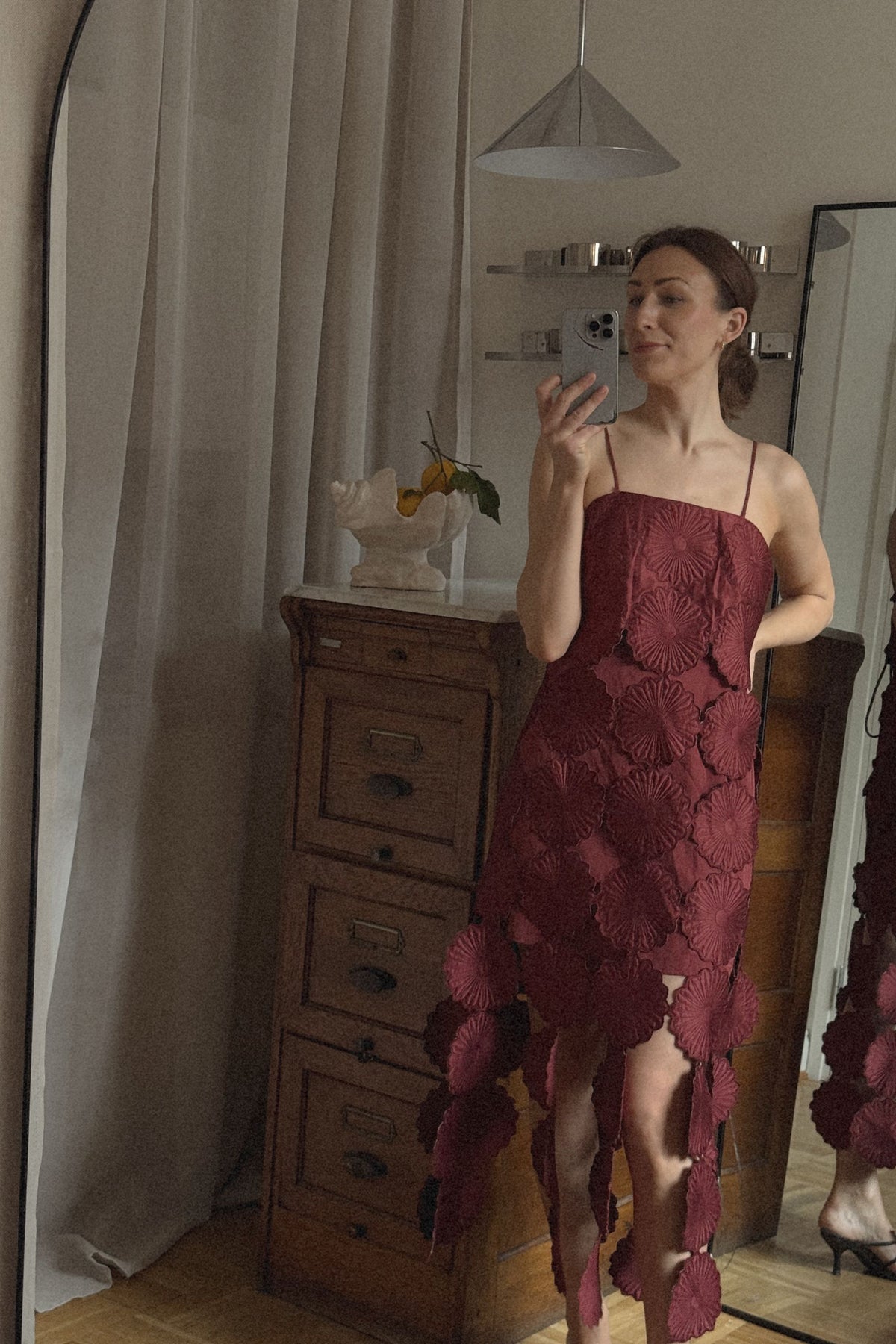 Burgundy Flower Panel Dress