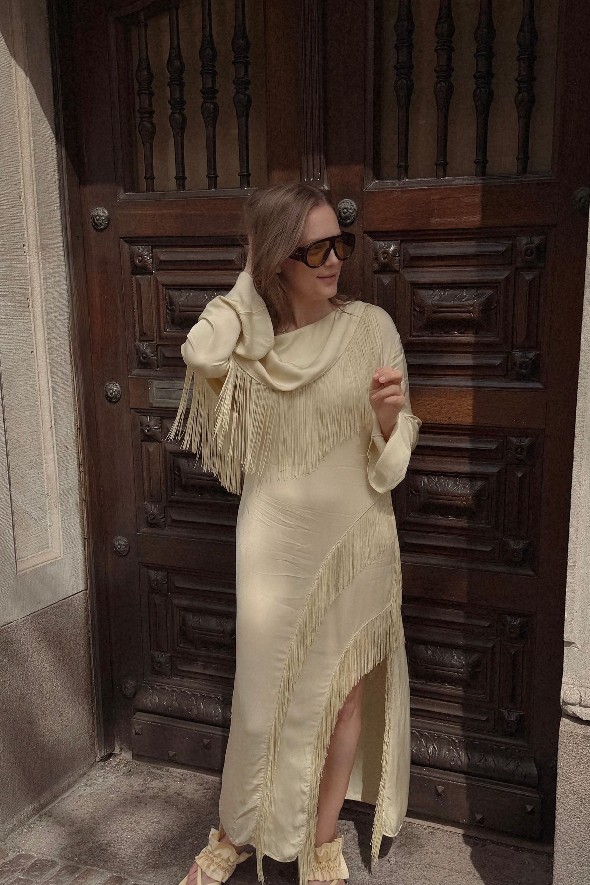 Long Sleeve Fringe Dress